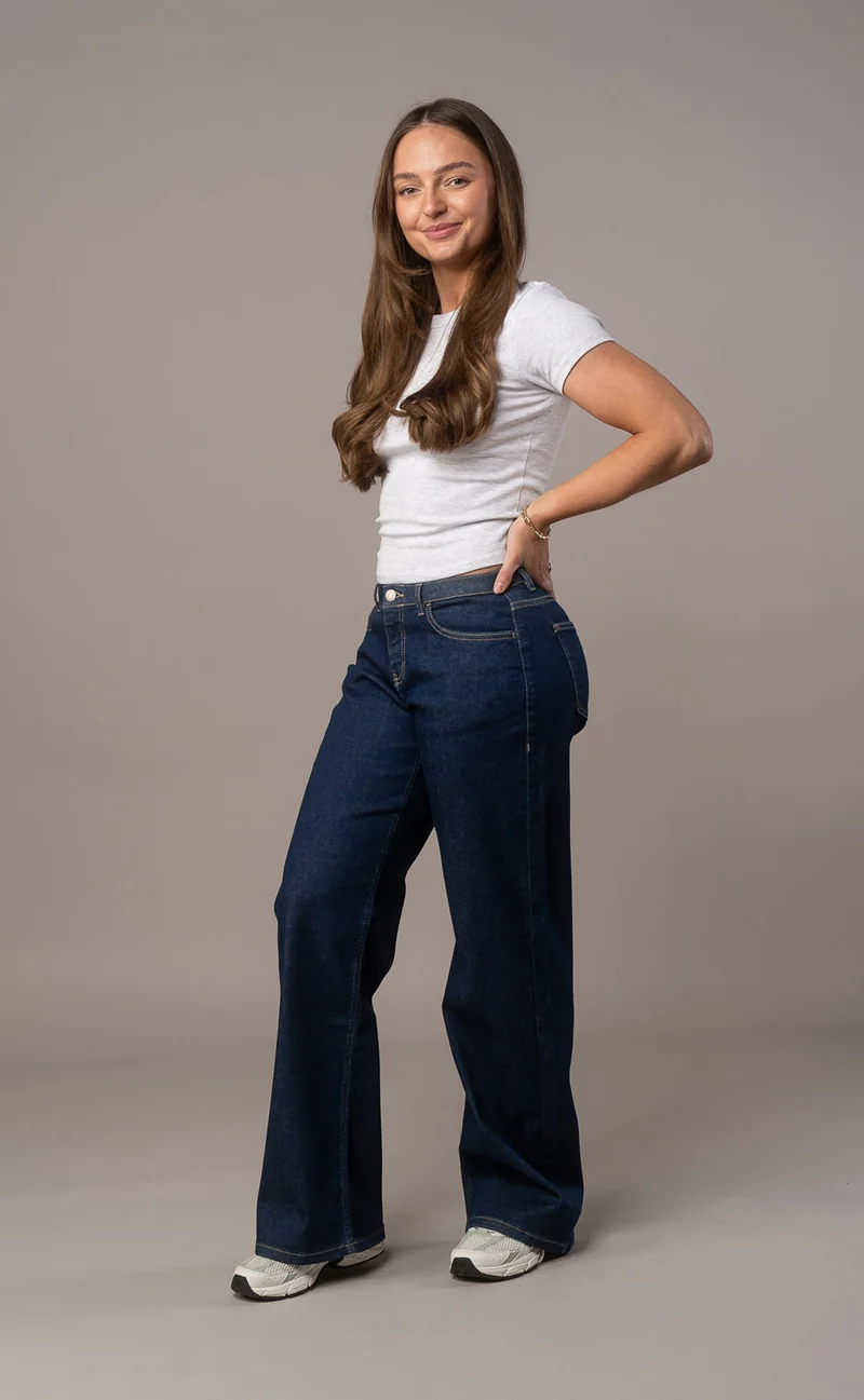 Womens Baggy Low Waisted Fitjeans - Dark Blue