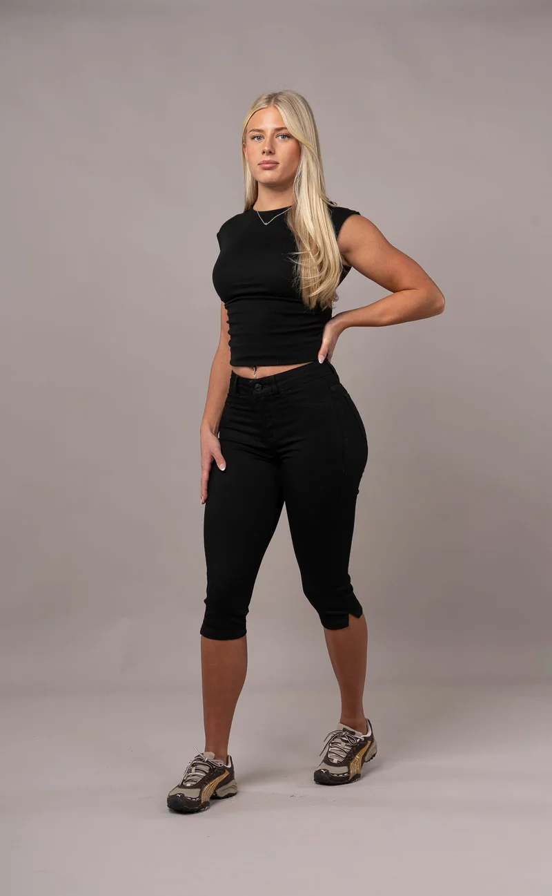 Womens Capri Fitjeans - Black