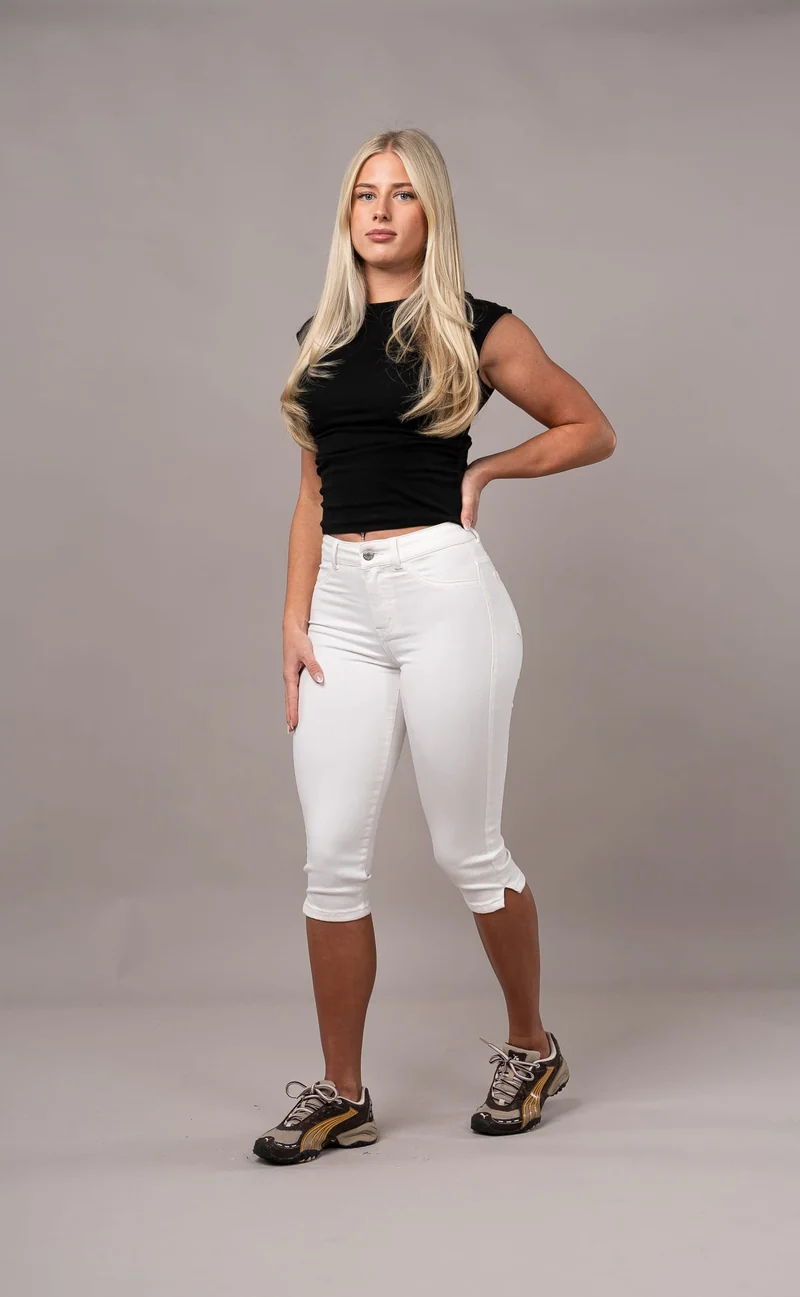 Womens Capri Fitjeans - White