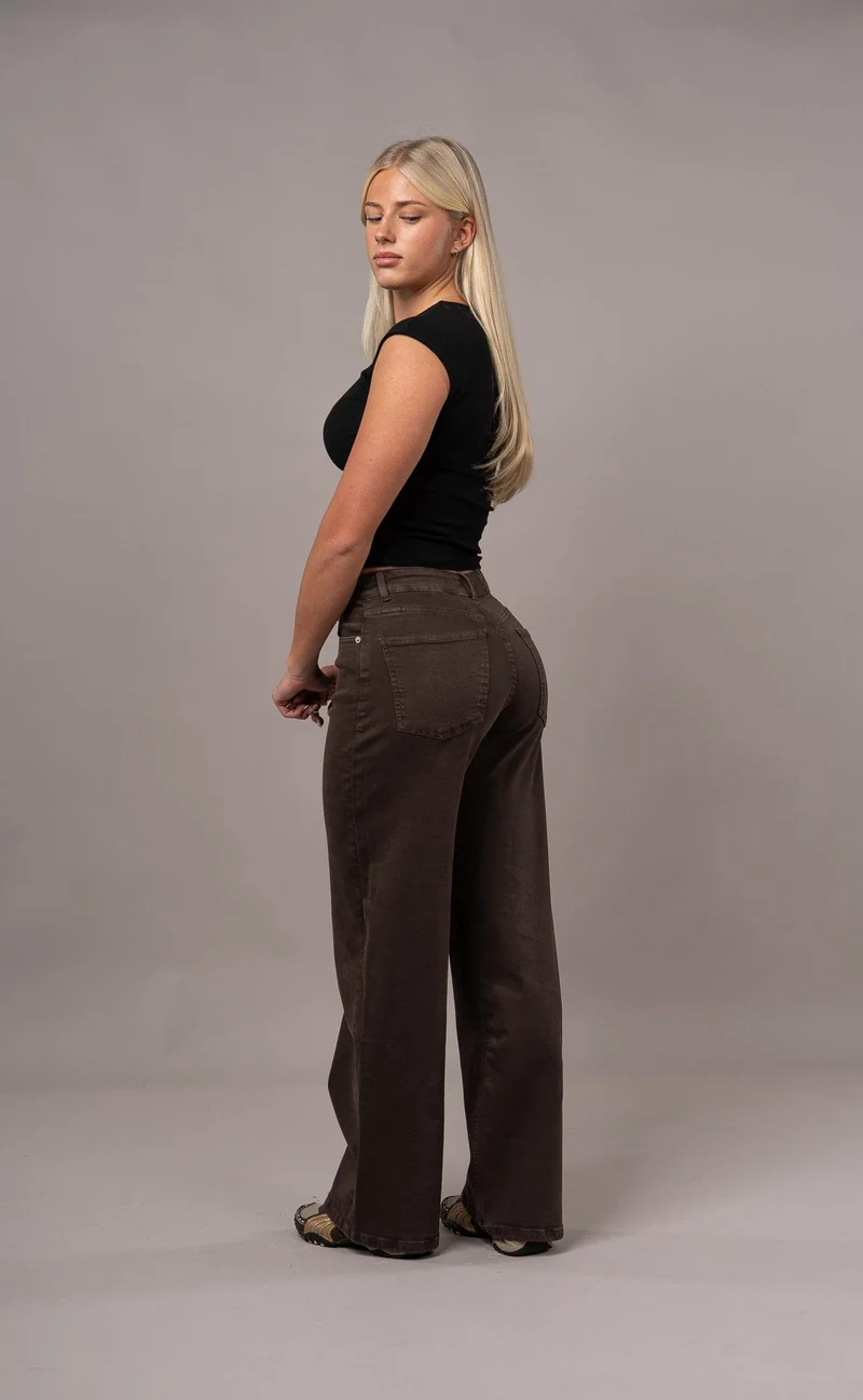 Womens Pastel Baggy Fitjeans - Dark Brown