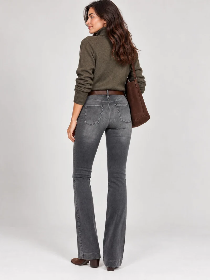 MAC - DREAM BOOT, Mid Waist, Mega flex Denim Bootcut Jeans, Soft Grey Authentic