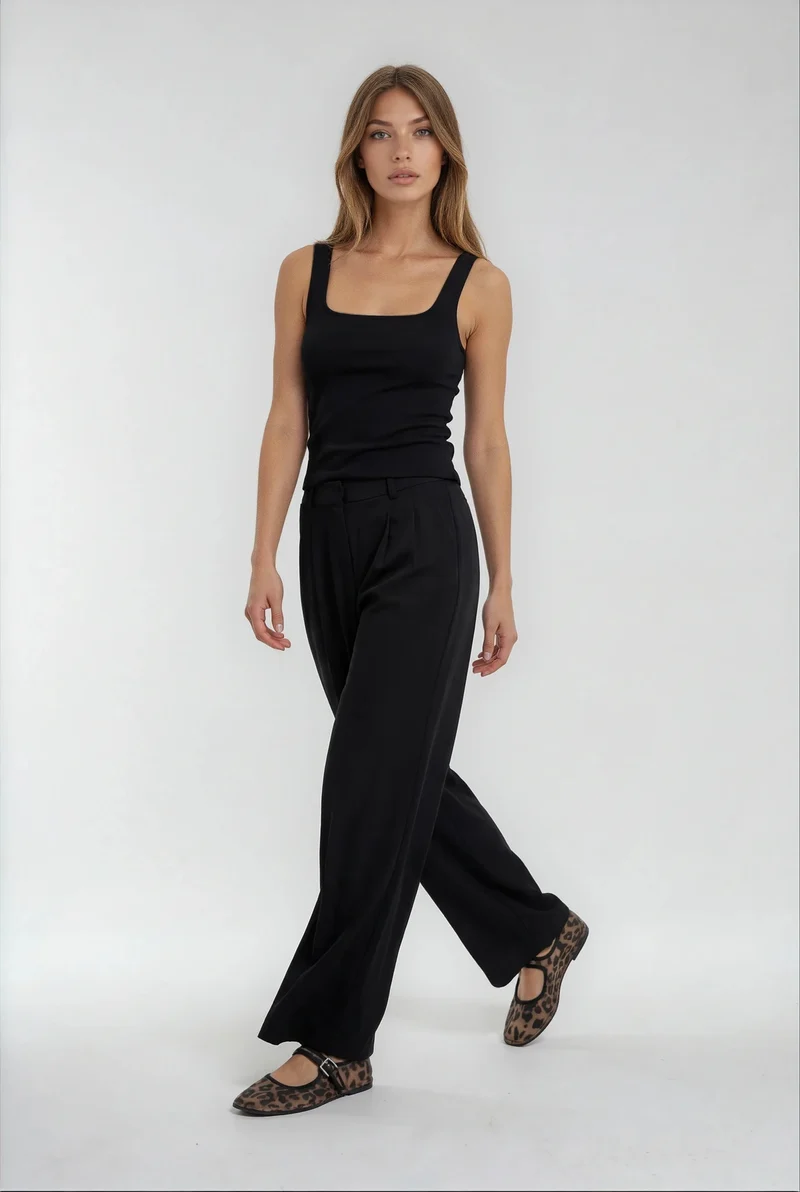 Bogilvy - LIV - Damenstoffhose mit weichem Griff, Mid-Waist, Black