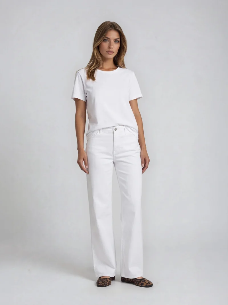MAC - MAC JEANS - CHINO WIDE, High Waist, Super light denim, White Denim