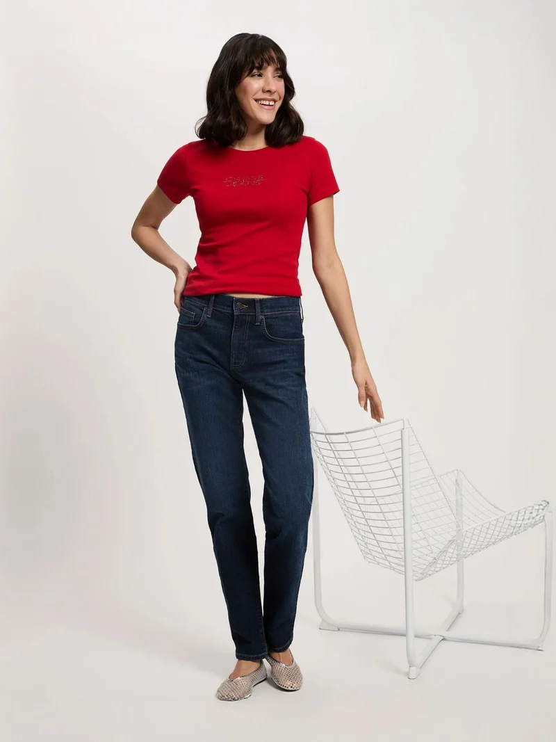 CROSS JEANS - EMILIA Jeans, Straight Fit, Mid-Waist, Dark Blue