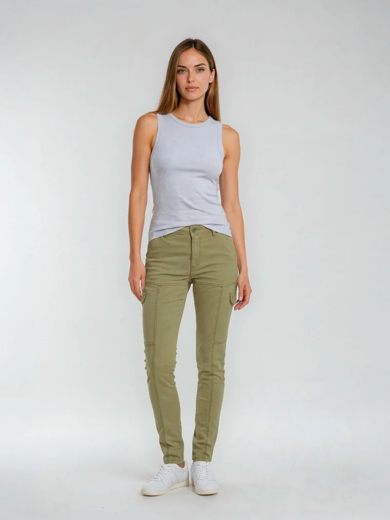 PADDOCK'S - PINA Cargo Jeans, Slim Fit, High-Waist, Capulet Olive