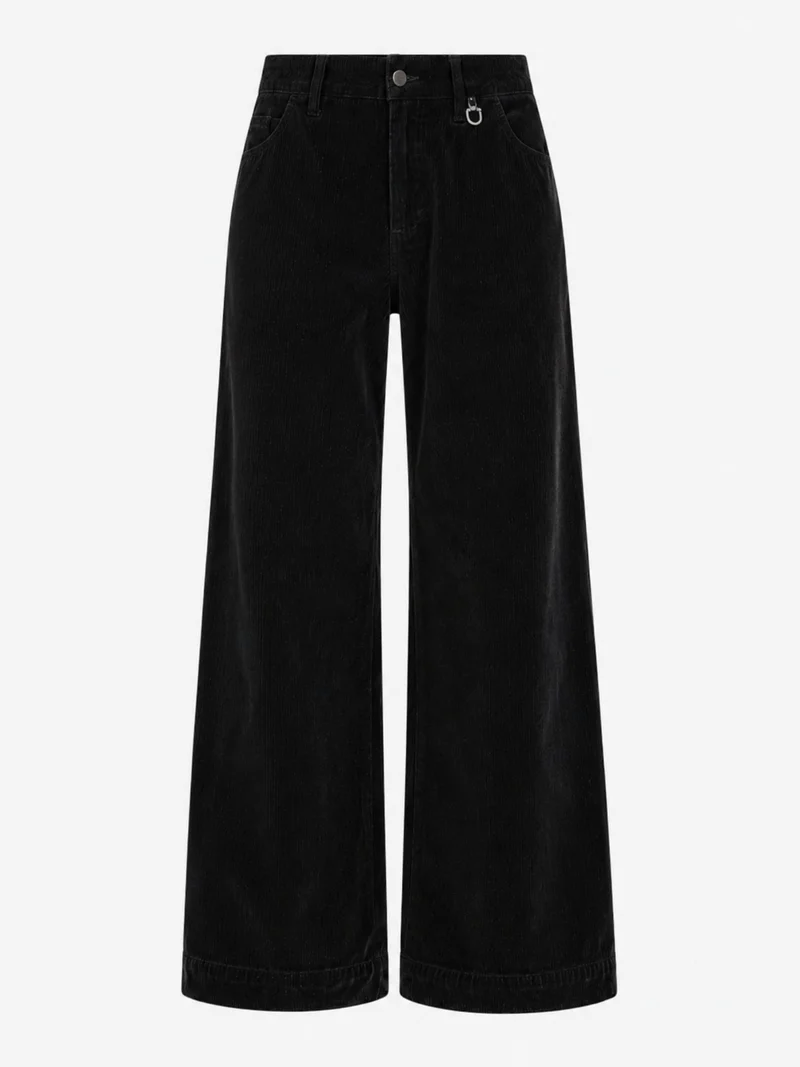 MAC JEANS - PALAZZO CORDUROY, High-Waist, Black