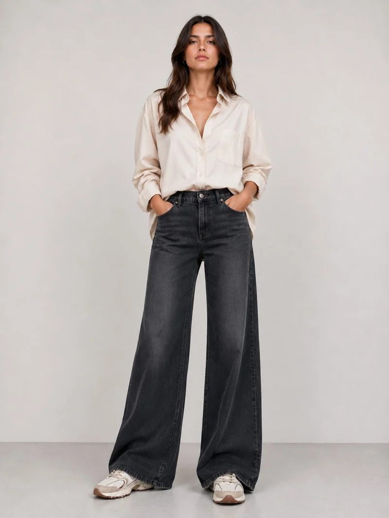 MAC JEANS - DREAM WIDE AUTHENTIC, Mid-Waist, Soft Grey Authentic