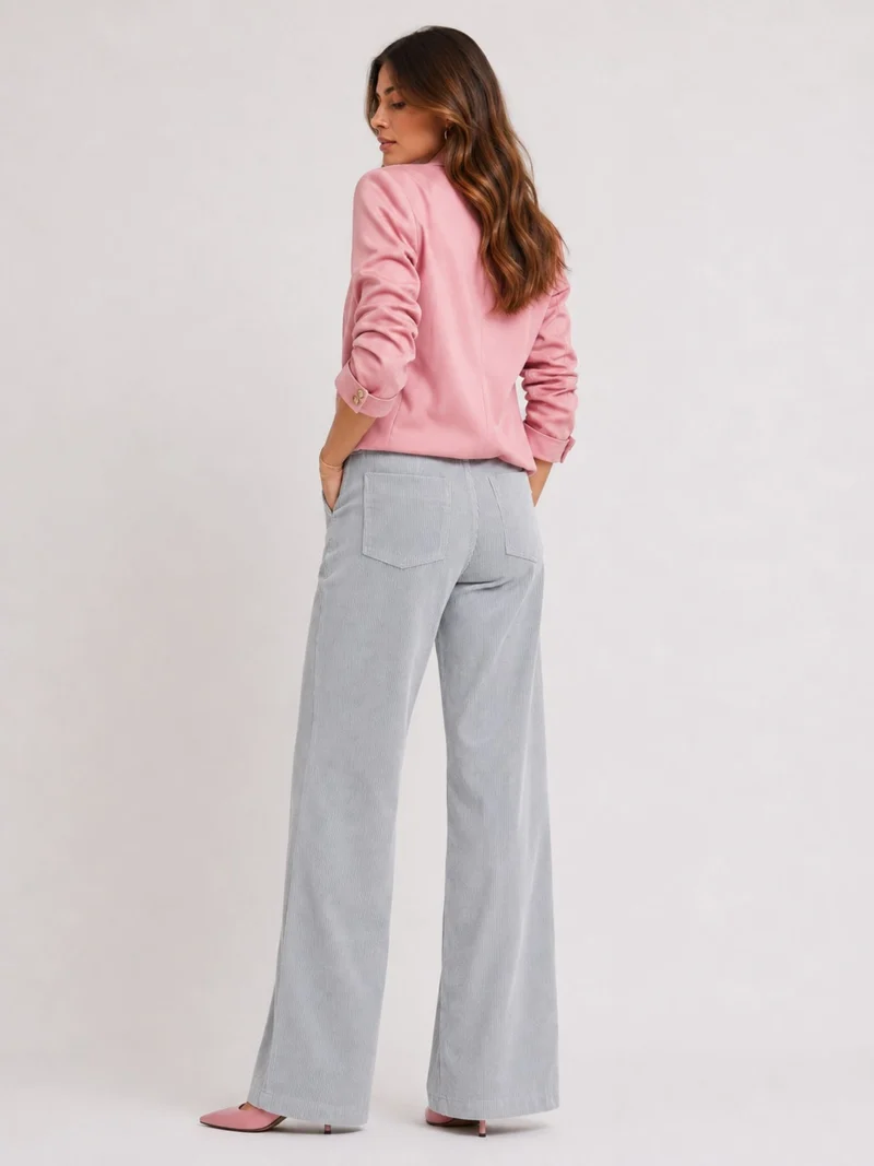 MAC JEANS - PALAZZO CORDUROY, High-Waist, Plantinum Grey