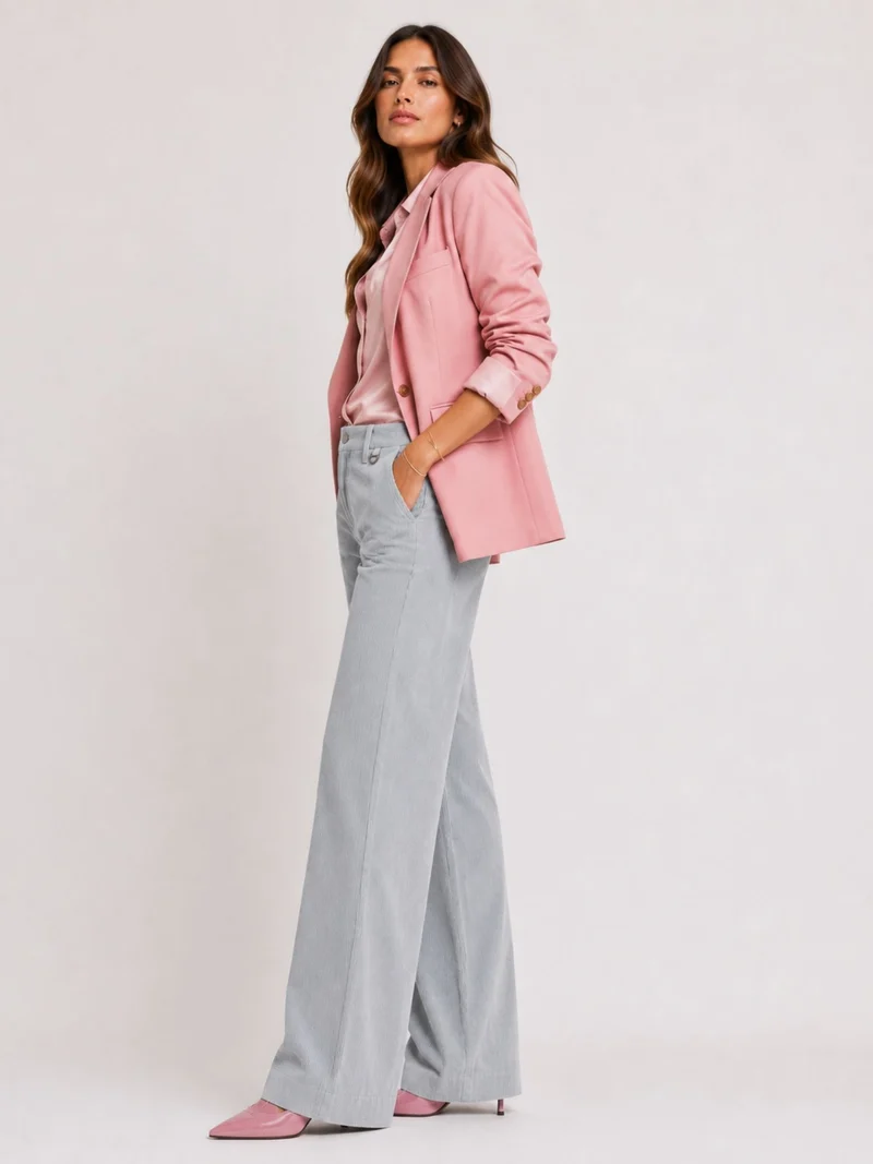 MAC JEANS - PALAZZO CORDUROY, High-Waist, Plantinum Grey