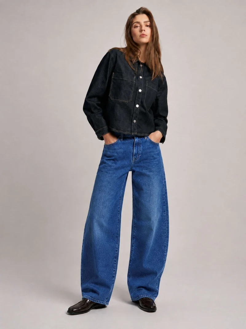 MAVI - Leila, Mid Waist, Baggy Barrel Jeans, Dark Vintage 90`s