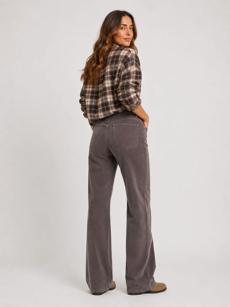 Mavi Jeans - Malibu Wide Leg Cordhose – Volcanic Glass - High Waist Babycord in Hellgrau