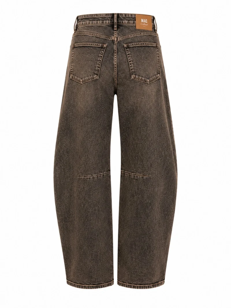 MAC - DAKOTA with Cuts, High Waist, Barrel Jeans, Brown Crincle