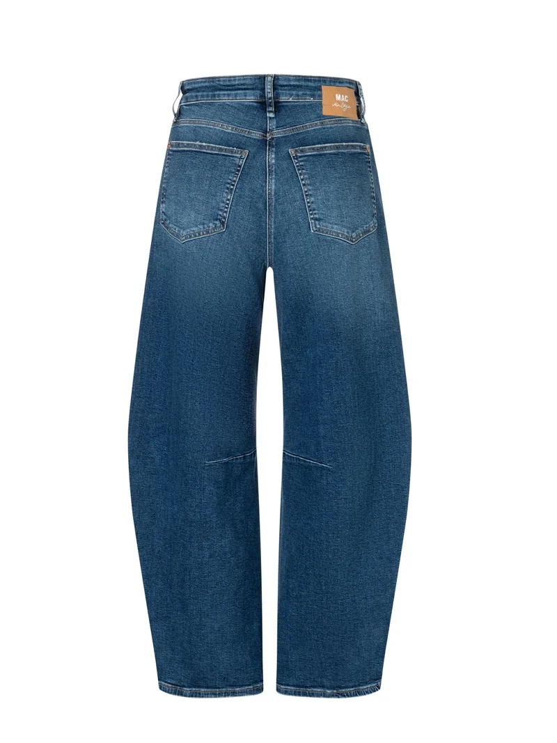 MAC - DAKOTA with Cuts, High Waist, Barrel Jeans, Blue Mended