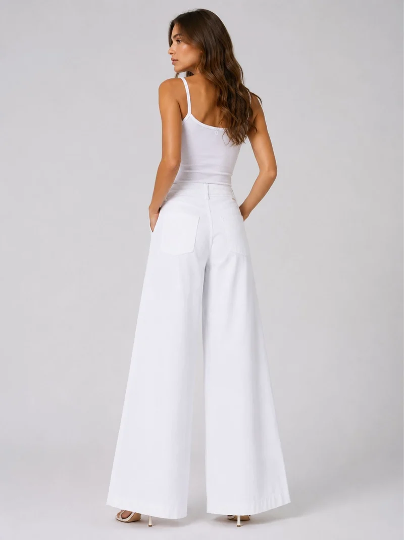 MAC - WENDY, Palazzo, Ultra Light Denim, High Waist, White Denim