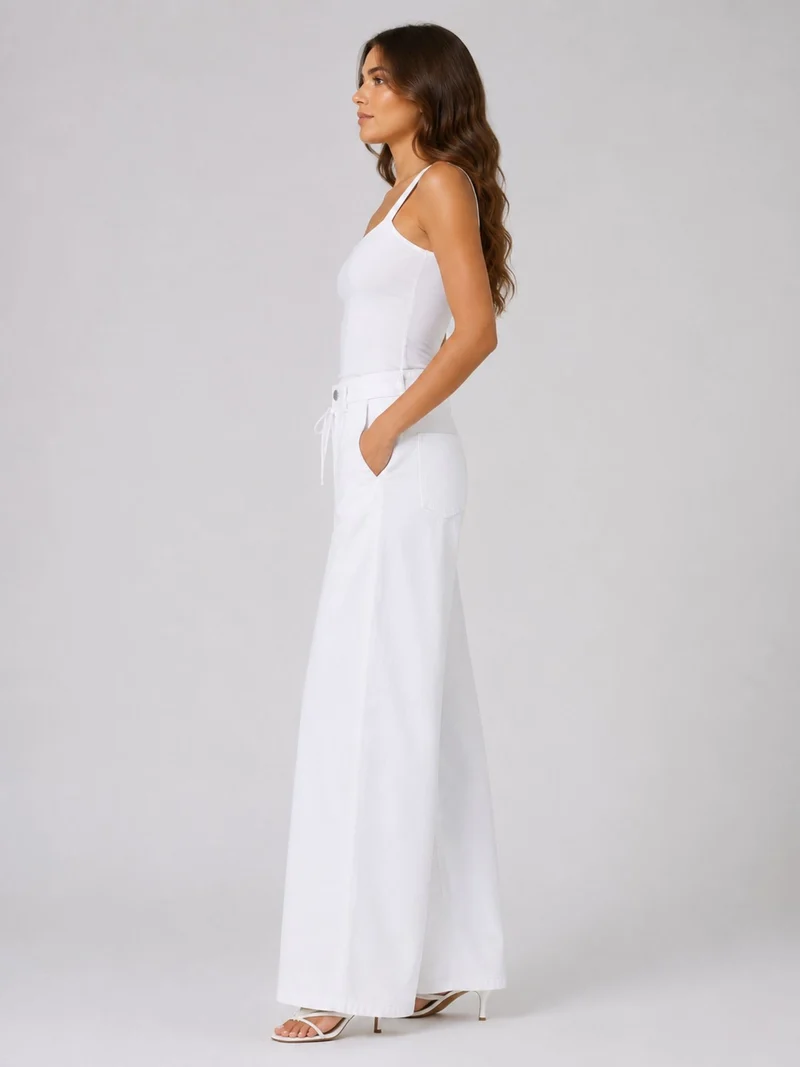 MAC - WENDY, Palazzo, Ultra Light Denim, High Waist, White Denim