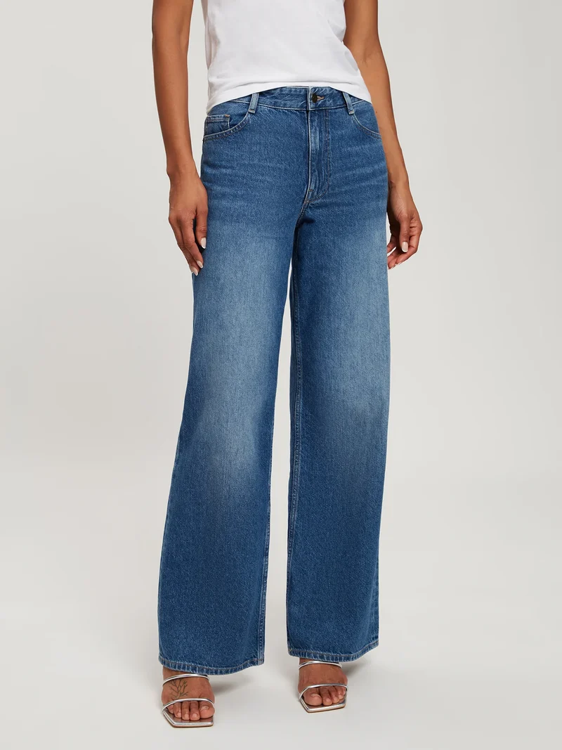 CROSS JEANS - Damen Jeans, Flare Fit, Mid Waist, Mid Blue