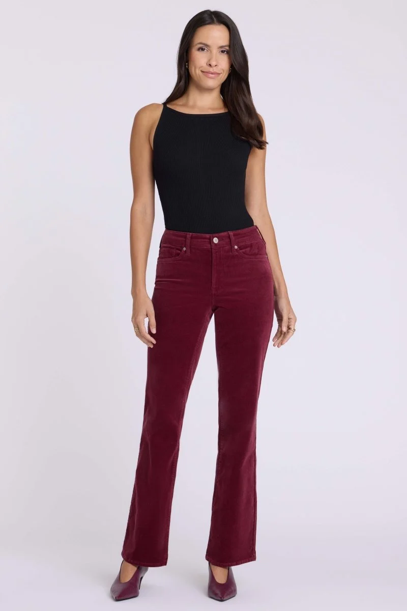 Brooklyn Bootcut Pants in Fine Wale Stretch Corduroy | Sienna Red