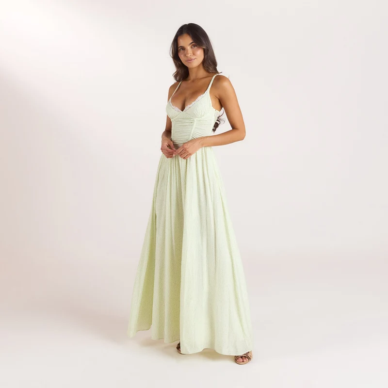 Maxikleid mit Bügeln - Blumencreme