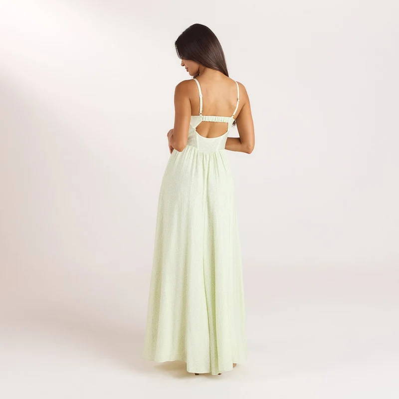 Maxikleid mit Bügeln - Blumencreme