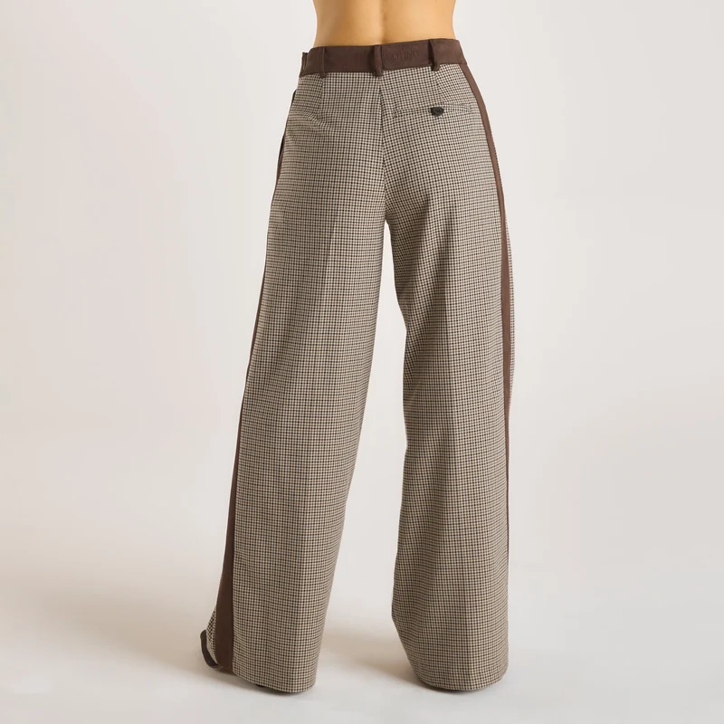 Hahnentrittmuster-Hose - Braun