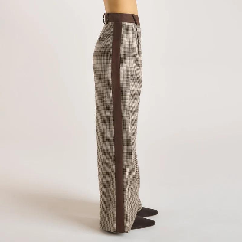 Hahnentrittmuster-Hose - Braun