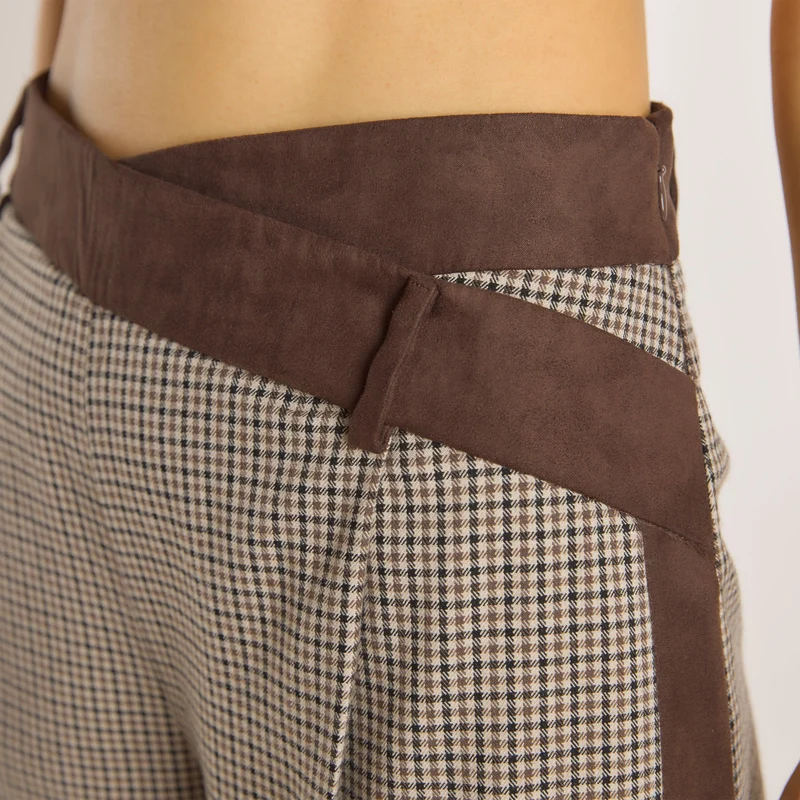Hahnentrittmuster-Hose - Braun