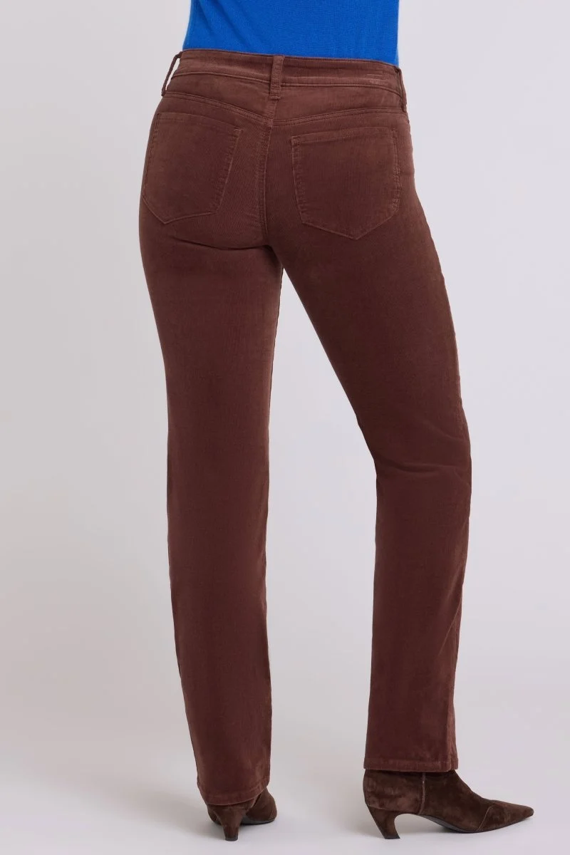 Marilyn Straight Hose aus feinem Stretch-Cord | Chocolate Fondant