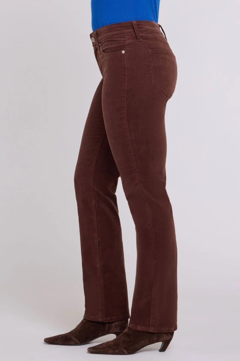 Marilyn Straight Hose aus feinem Stretch-Cord | Chocolate Fondant