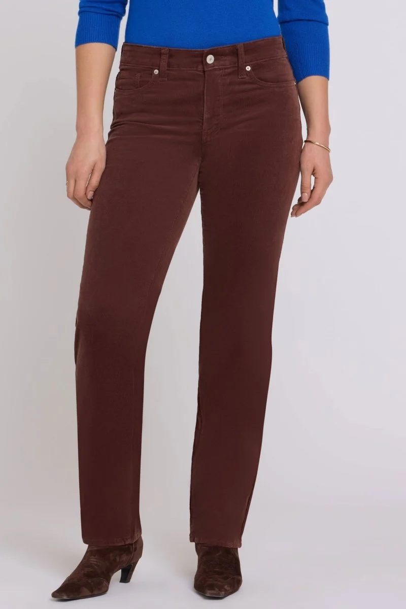 Marilyn Straight Hose aus feinem Stretch-Cord | Chocolate Fondant
