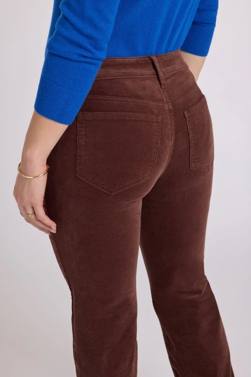 Marilyn Straight Hose aus feinem Stretch-Cord | Chocolate Fondant