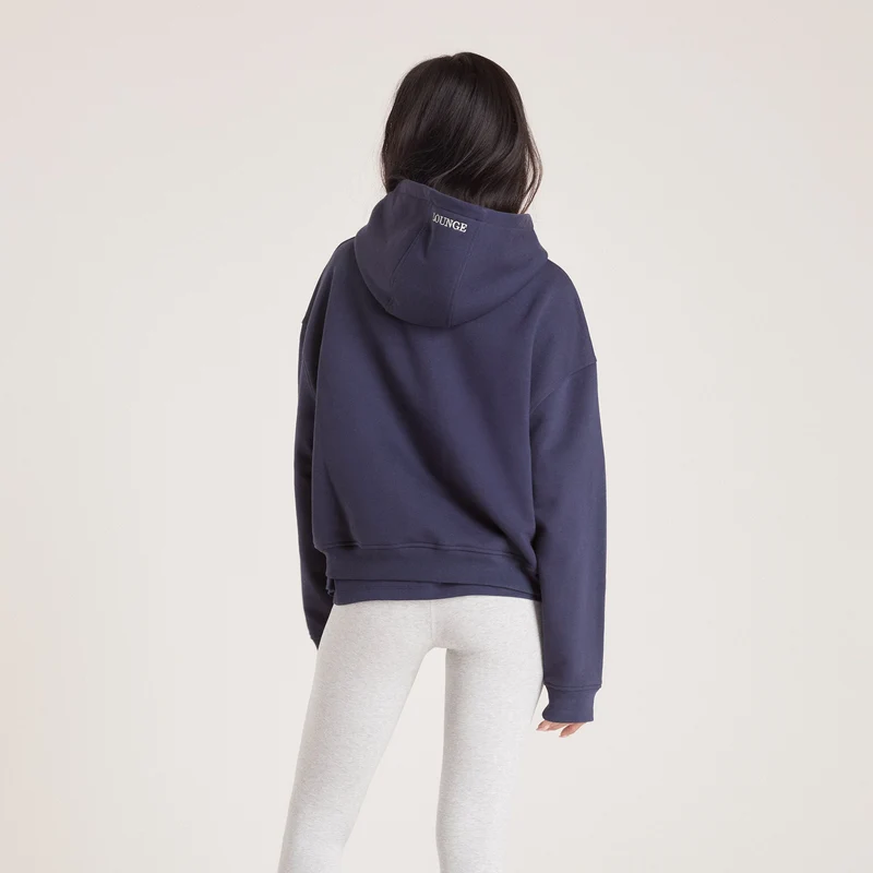 Kastenförmiges Hoodie - Tintenblau