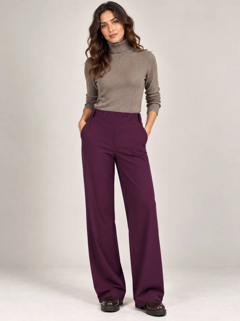 ONLY M -Travel-Wear Strong – Damen Stoffhose in Straight Fit und High Waist, Bordeaux