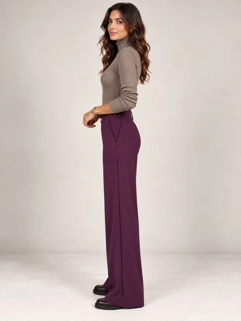ONLY M -Travel-Wear Strong – Damen Stoffhose in Straight Fit und High Waist, Bordeaux