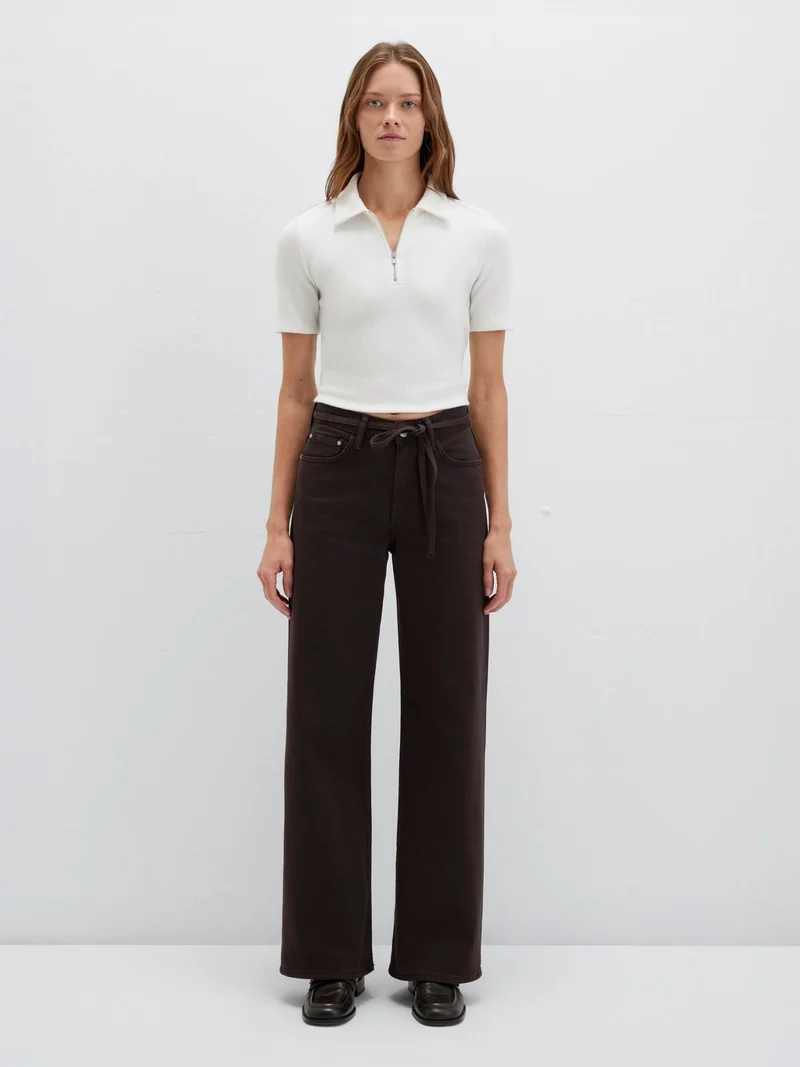 MAVI - MALIBU with Belt, High Waist, Loose Wide Leg, Chocolate Colored
