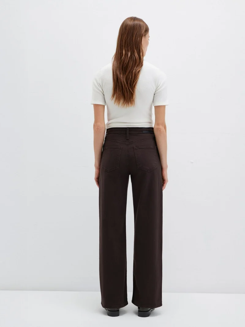 MAVI - MALIBU with Belt, High Waist, Loose Wide Leg, Chocolate Colored