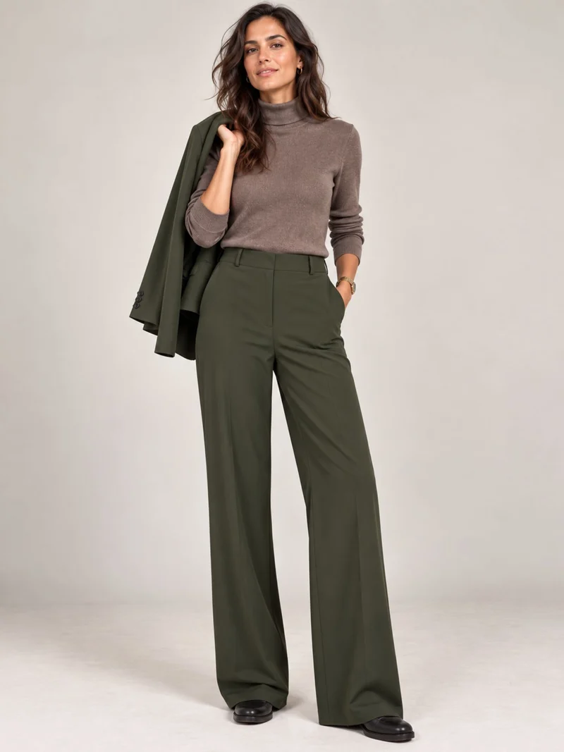ONLY M -Travel-Wear Strong – Damen Stoffhose in Straight Fit und High Waist, Khaki
