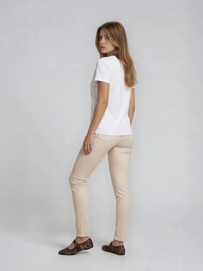 WHITEFIVE - ASH, High-Waist, Straight Fit, Beige