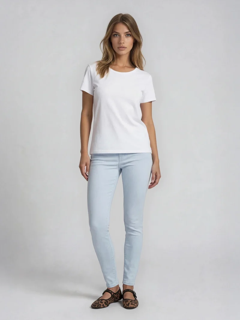 WHITEFIVE - ASH, High-Waist, Straight Fit, Taubenblau