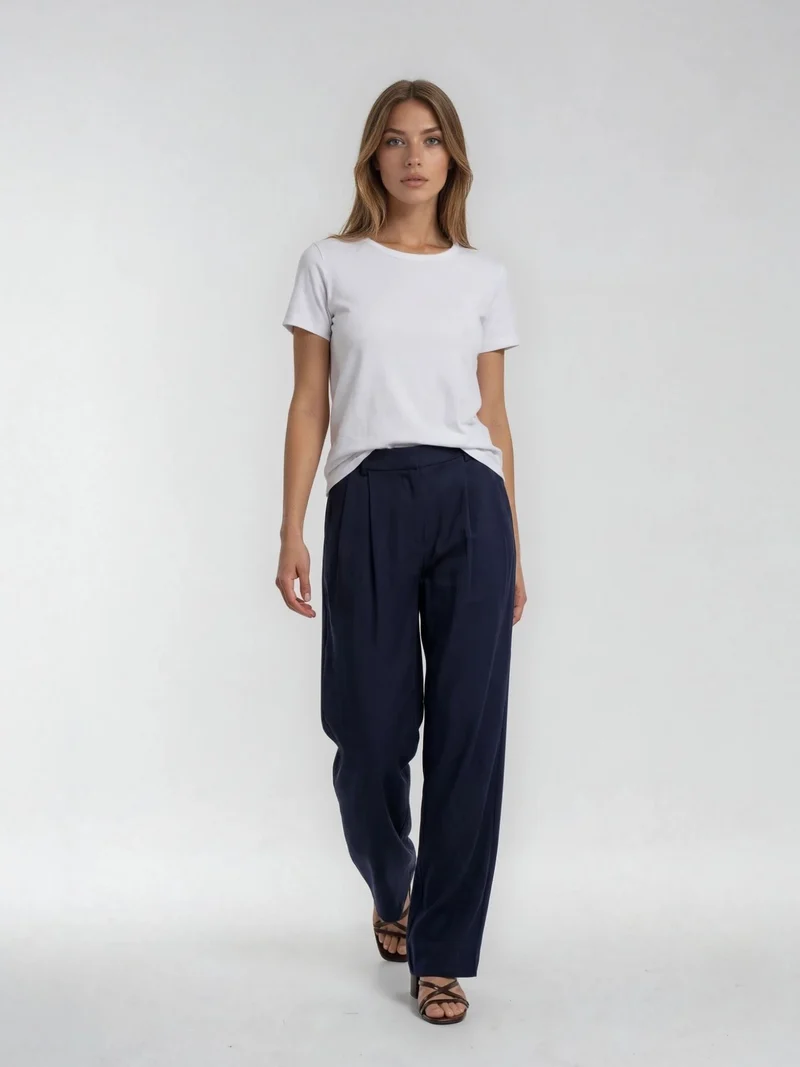Bogilvy - LIV - Damenstoffhose mit weichem Griff, Mid-Waist, Navy
