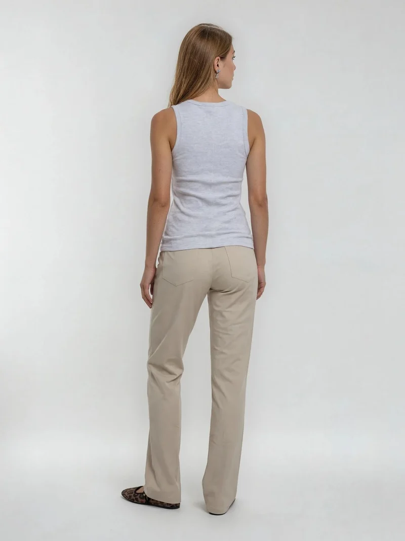 ONLY M - Sporty Chic Hose, Straight Leg, High Waist, Sabbia