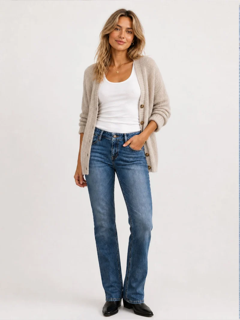 CROSS JEANS - ROSE Jeans, Straight Fit, Mid-Waist, Mid Used Blue
