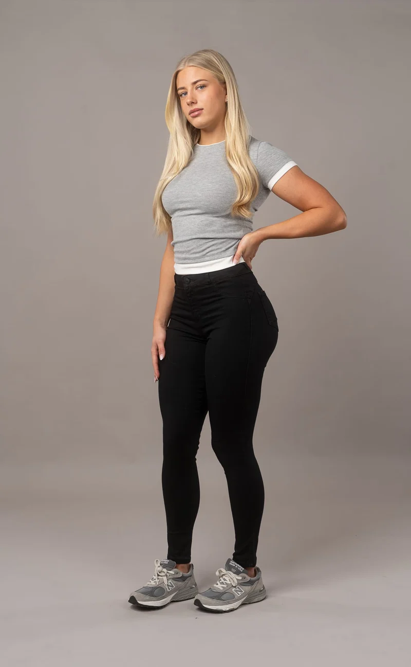 Womens Contour Mid Waisted Fitjeans - Black