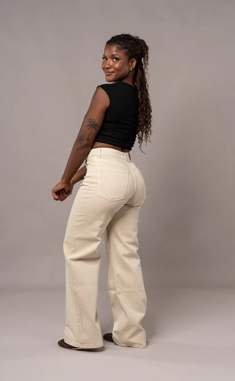 Womens Pastel Baggy Fitjeans - Sand