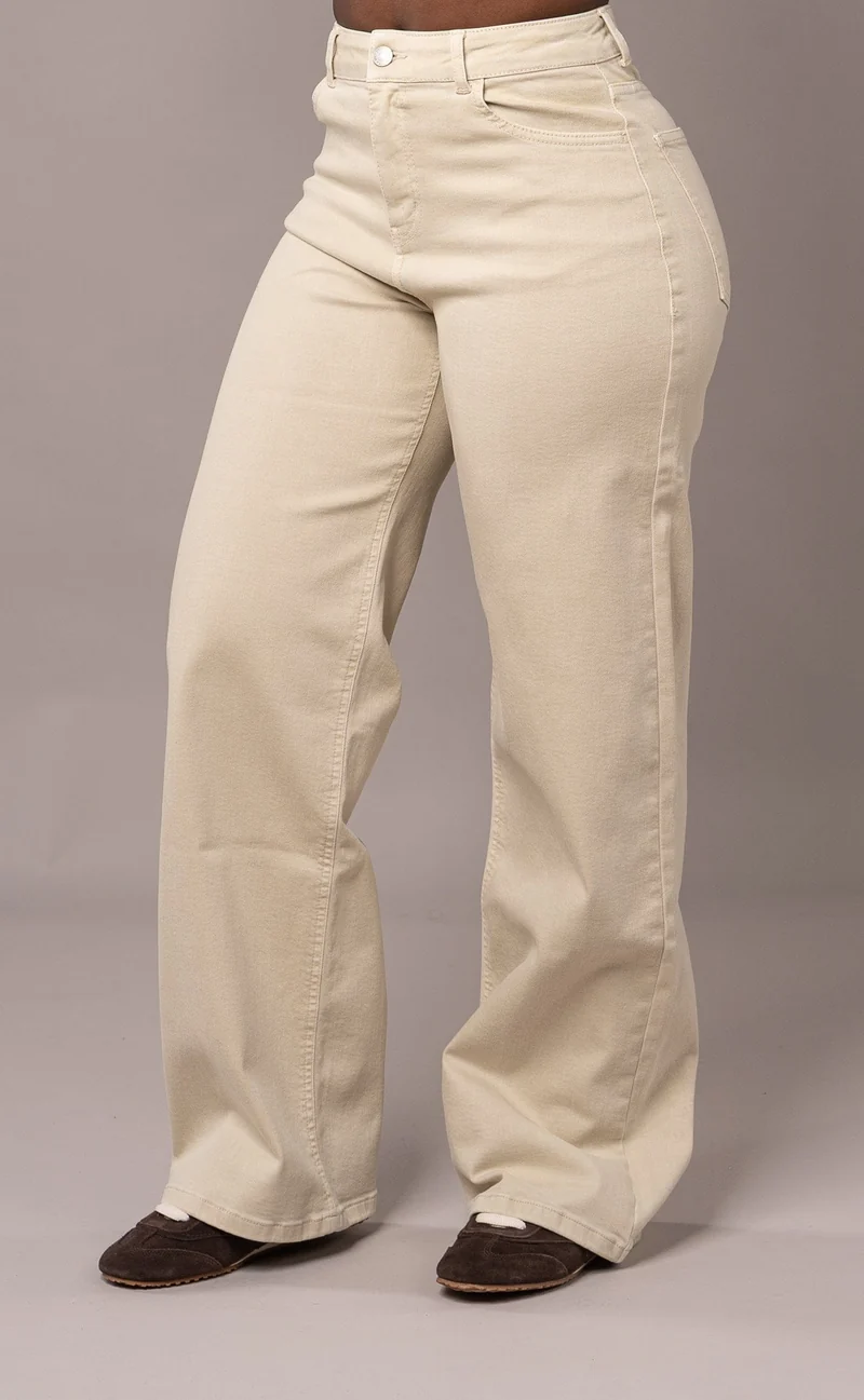 Womens Pastel Baggy Fitjeans - Sand