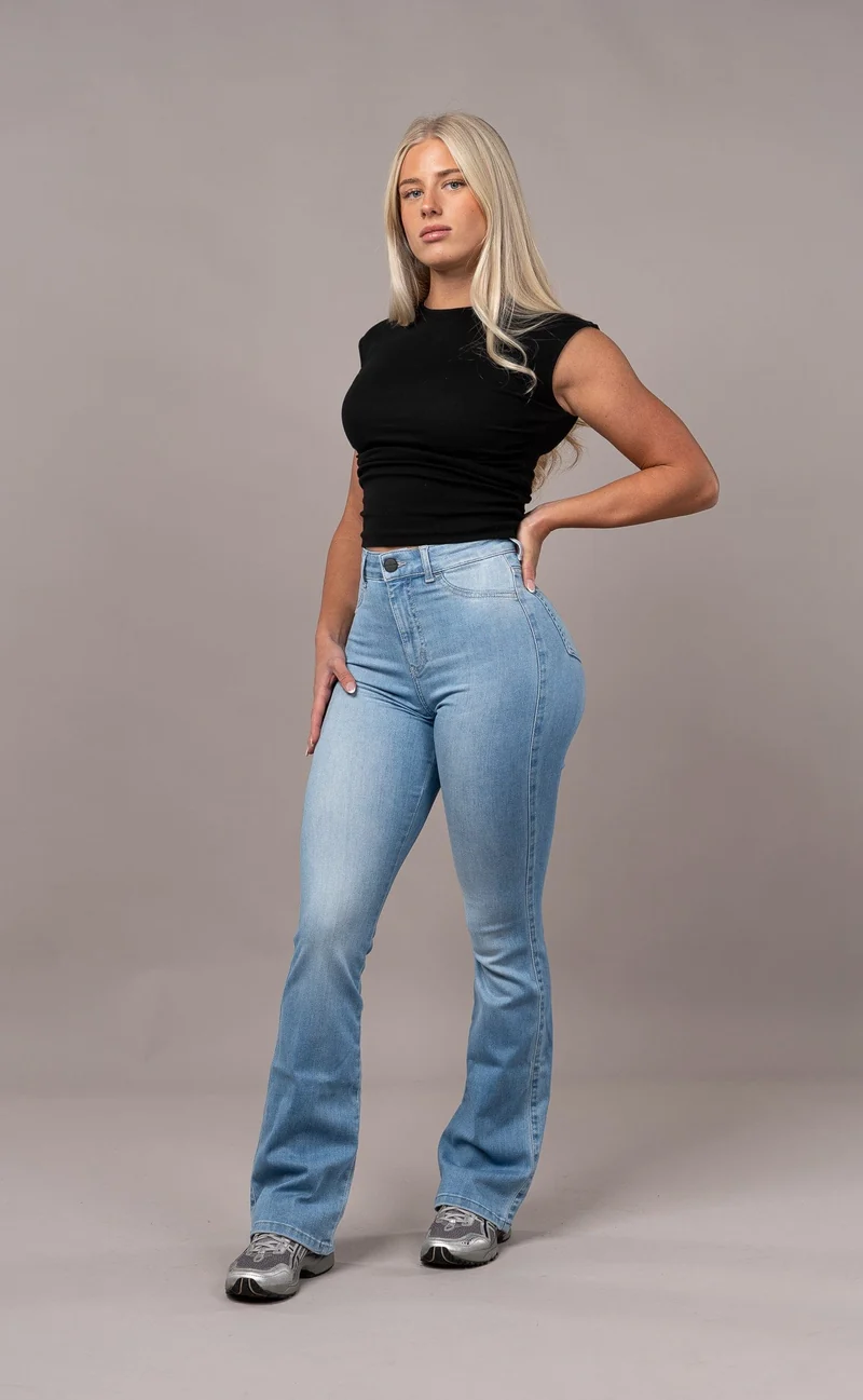 Womens Flared Fitjeans - Arctic Light Blue