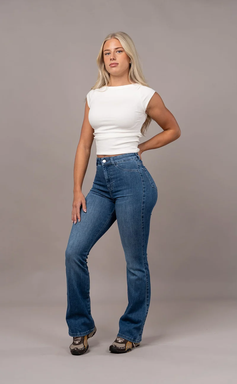 Womens Flared Fitjeans - Azure Blue