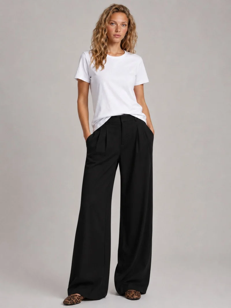Bogilvy - LIS - Damenstoffhose mit weitem Bein, Mid-Waist, Black