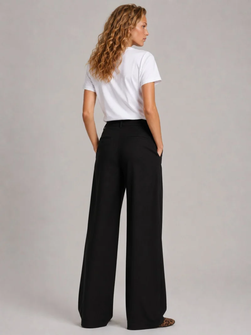 Bogilvy - LIS - Damenstoffhose mit weitem Bein, Mid-Waist, Black
