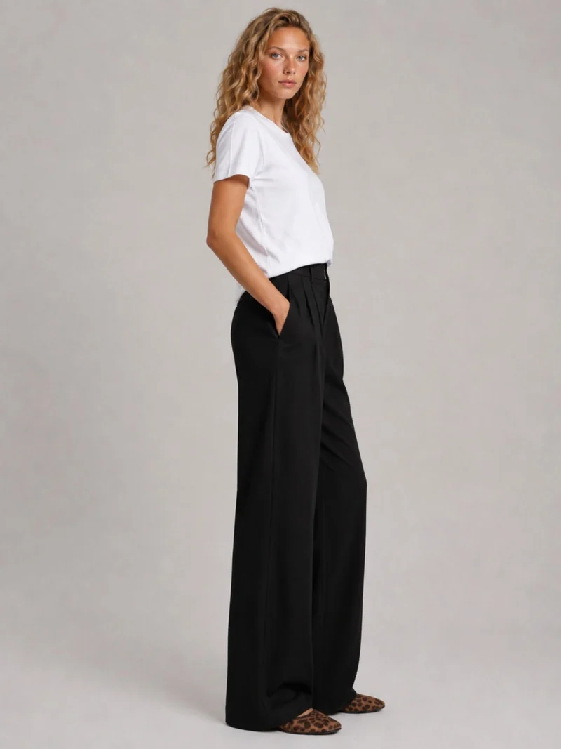 Bogilvy - LIS - Damenstoffhose mit weitem Bein, Mid-Waist, Black