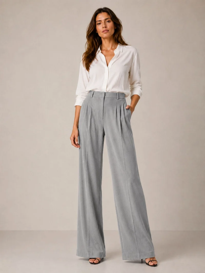 Bogilvy - LIV 2.0.- Damenstoffhose mit weichem Griff, Mid-Waist, Grey